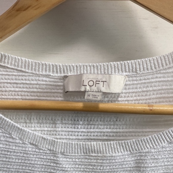 LOFT knit top - white with green stripes ๐ Host Pick!๐ - Picture 2 of 7